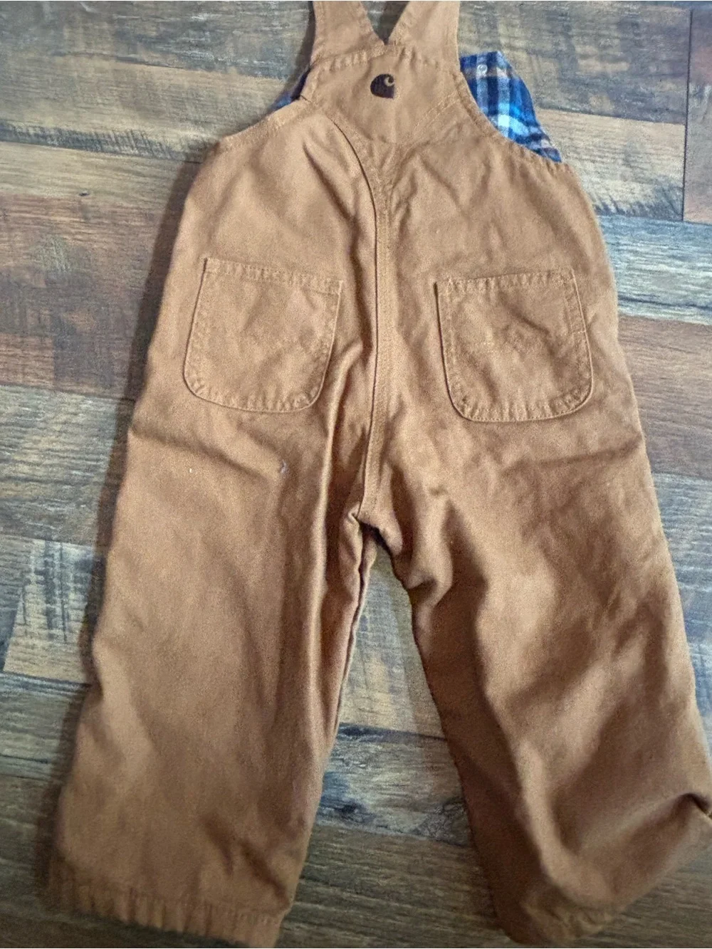 Carhartt canvas bib lined overalls size 18 months
